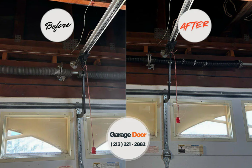 Before and after: garage door repair Tioga Terrace, NY
